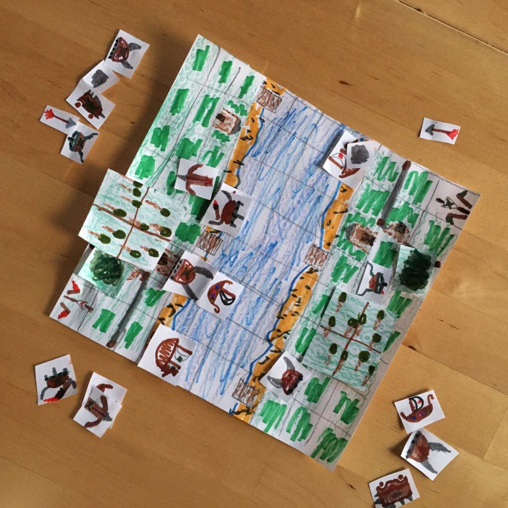 Home made game board with pieces